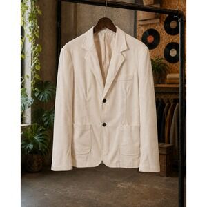 Vintage Chess King Corduroy Blazer Cream Off White Two Button‎ Sport Coat Large
